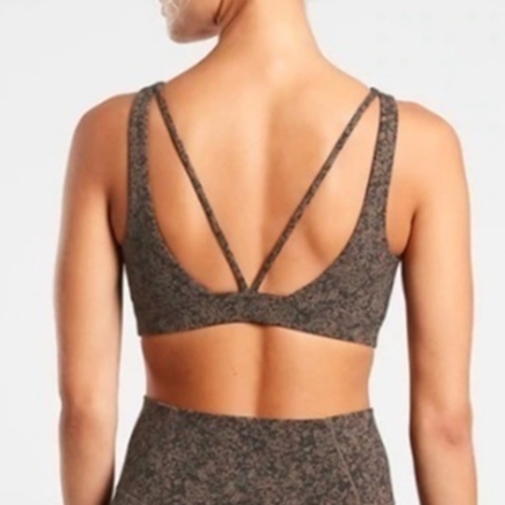 Athleta Exhale Jacquard Sports Bra - Brown - Large